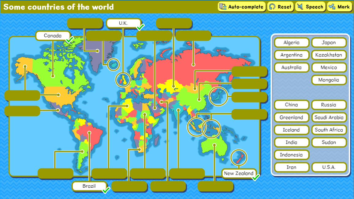 Some countries of the world activity