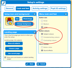 Setup's settings